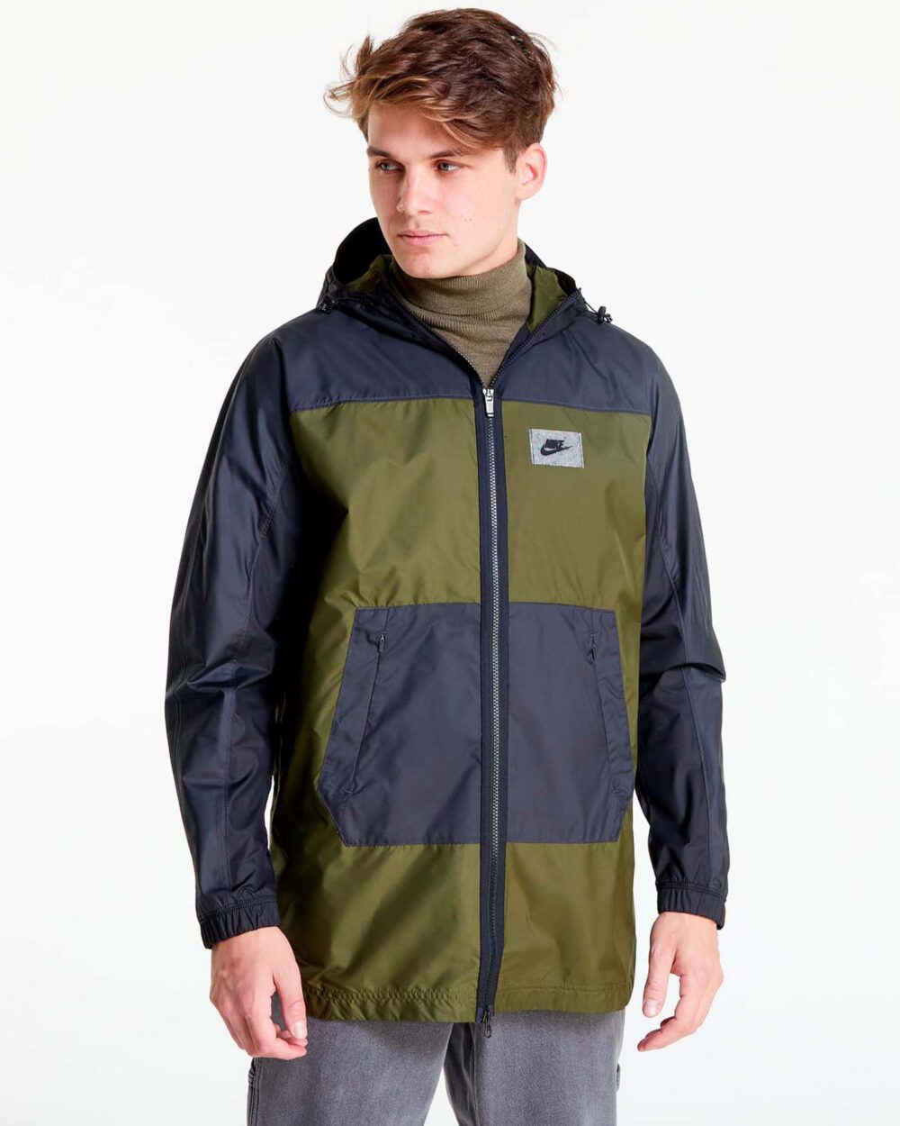Куртка (вітровка) чоловіча Nike Spu Woven Jacket DX1662-326 вечна-осінь чорно-оливкова