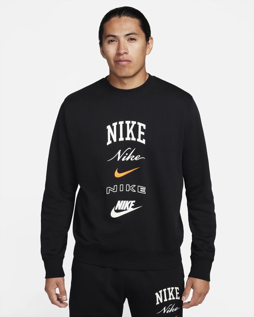 Толстовка чоловіча Nike Long-Sleeve Crew-Neck Sweatshirt Club Fleece FN2610-010 чорна